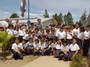 Rotarians and children in front of the school at Fila de Guayabo in 2000.